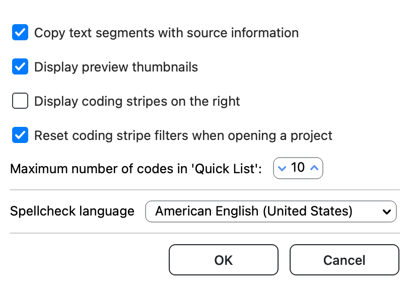 Local settings dialog in the Document Browser