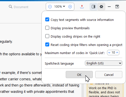 Document Browser local settings Local settings dialog in the Document Browser