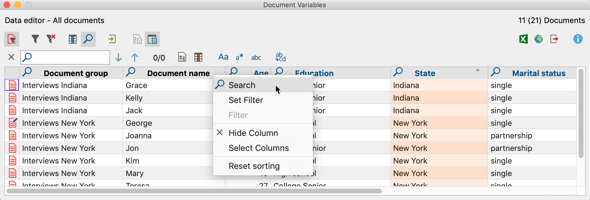 Restrict search to one column