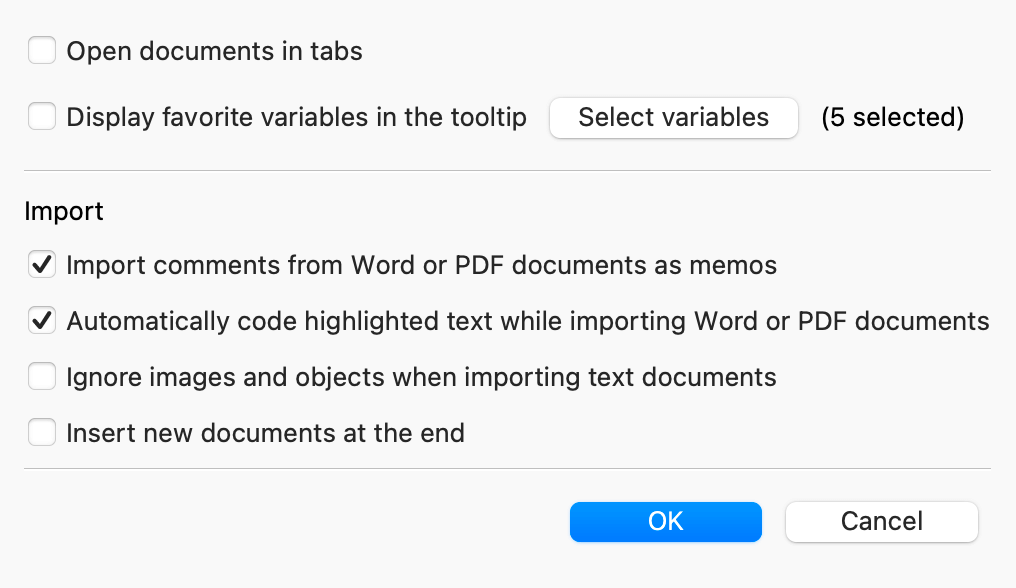 Settings for the Document System