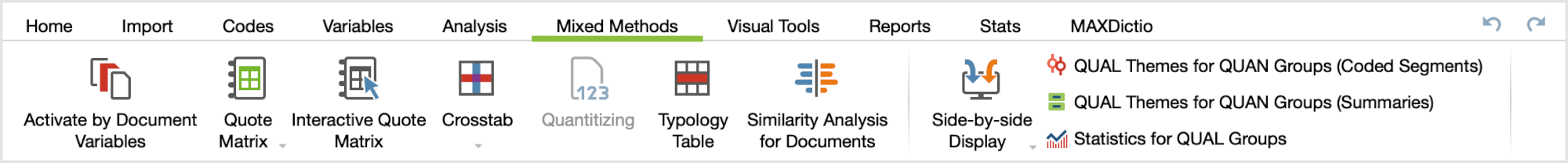 The Mixed Methods Tab The “Mixed Methods” Tab