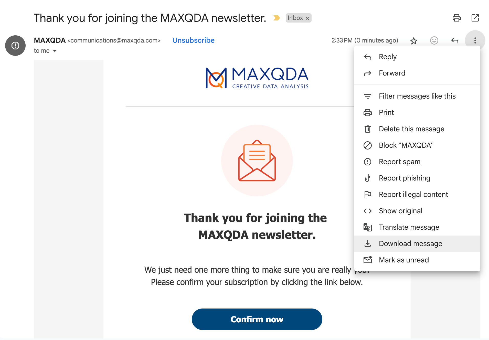 Exporting an email from Gmail Exporting an email from Gmail