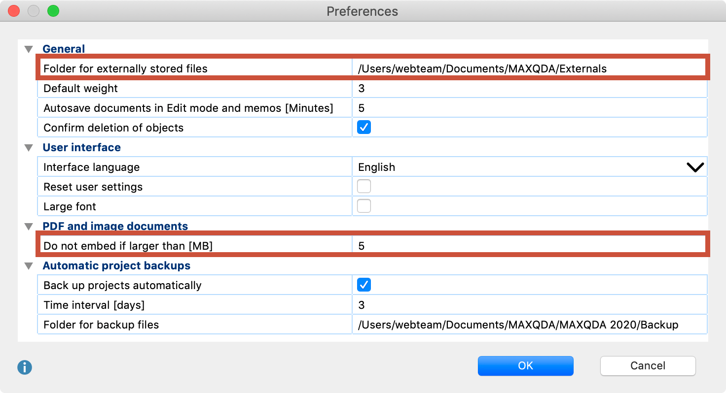 Edit settings for saved files Edit settings for saved files
