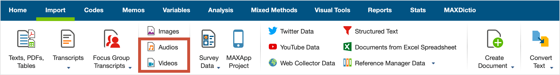 Importing data via the Import Tab Importing data via the Import tab