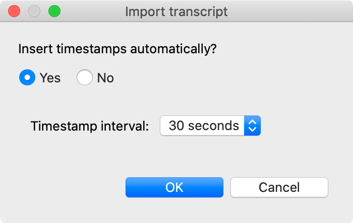 Options for automatically generated time stamps