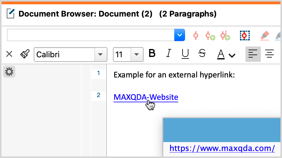 Hyperlink in a text Hyperlink in a text
