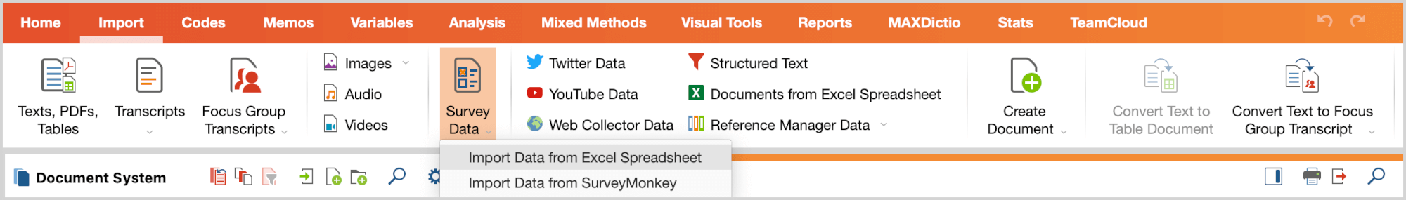 Import survey data from Excel files