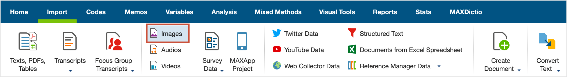 Importing data via the Import Tab Importing data via the Import tab