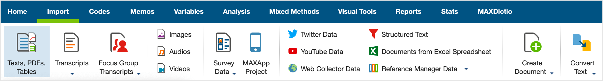 Importing data via the Import Tab Importing data via the Import tab