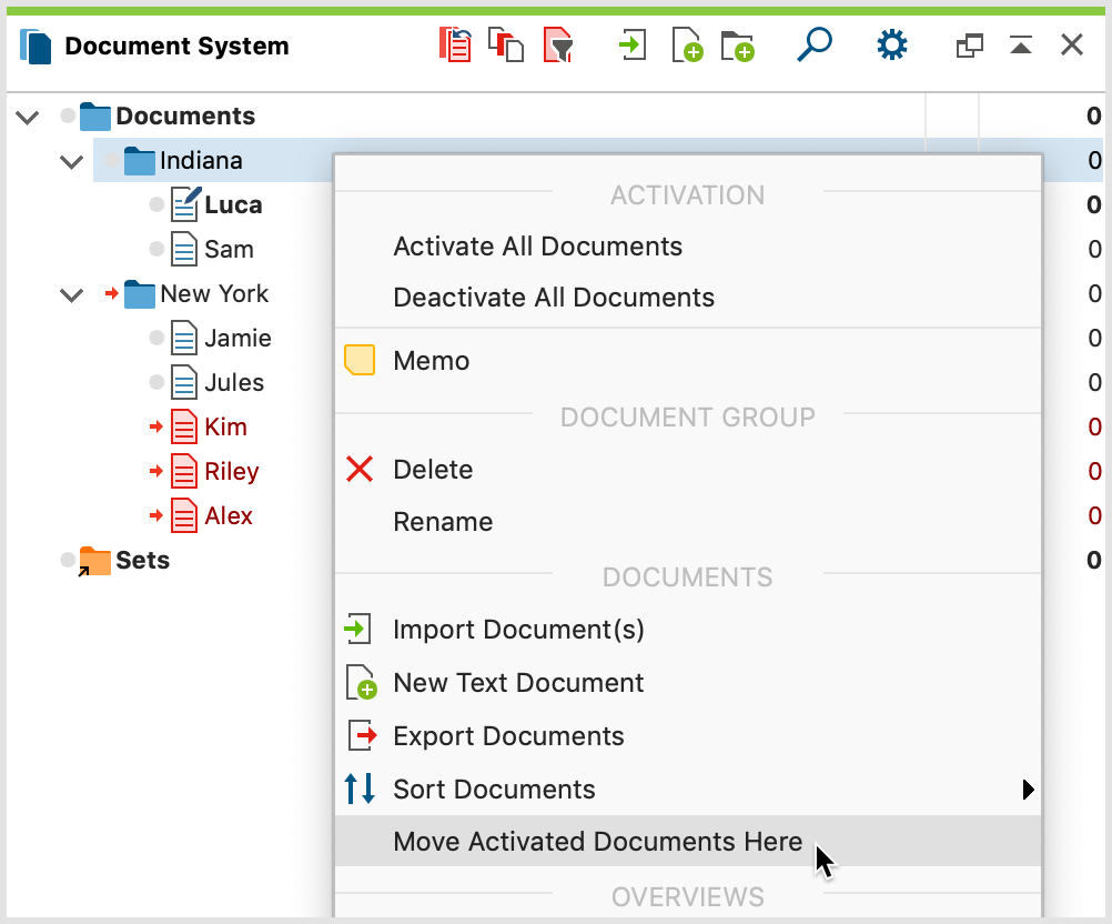 Move all activated documents to a document group at once Move all activated documents to a document group at once
