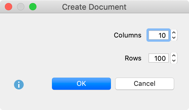 Select the number of columns and rows when you create a new table Select the number of columns and rows when you create a new table