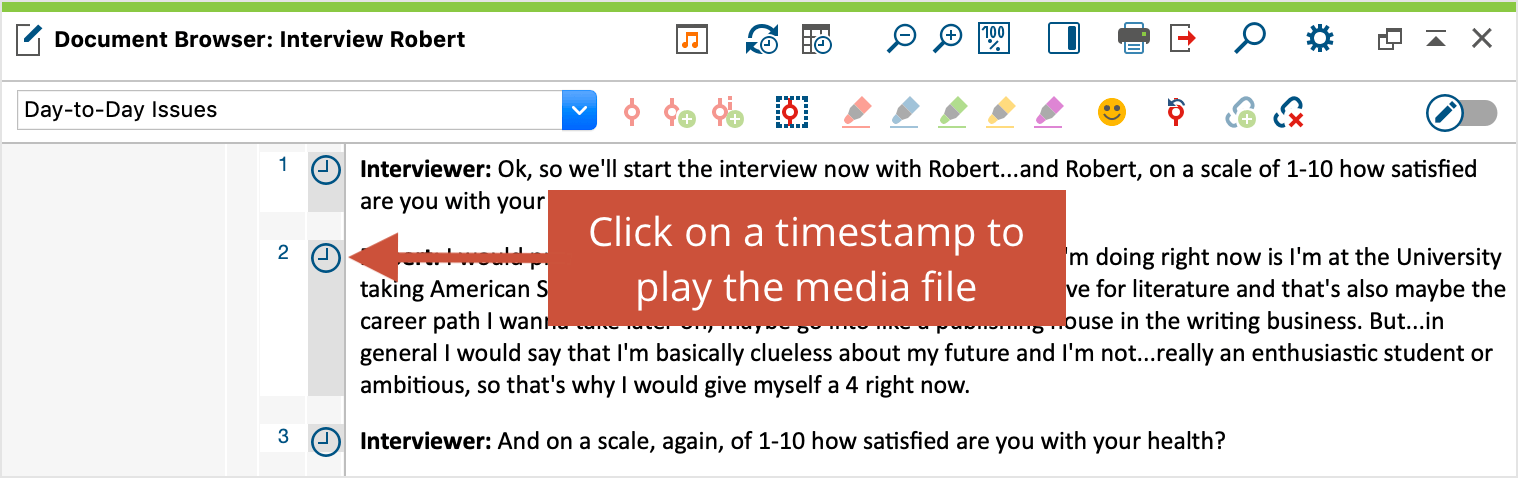 Timestamp display in MAXQDA Timestamp display in MAXQDA
