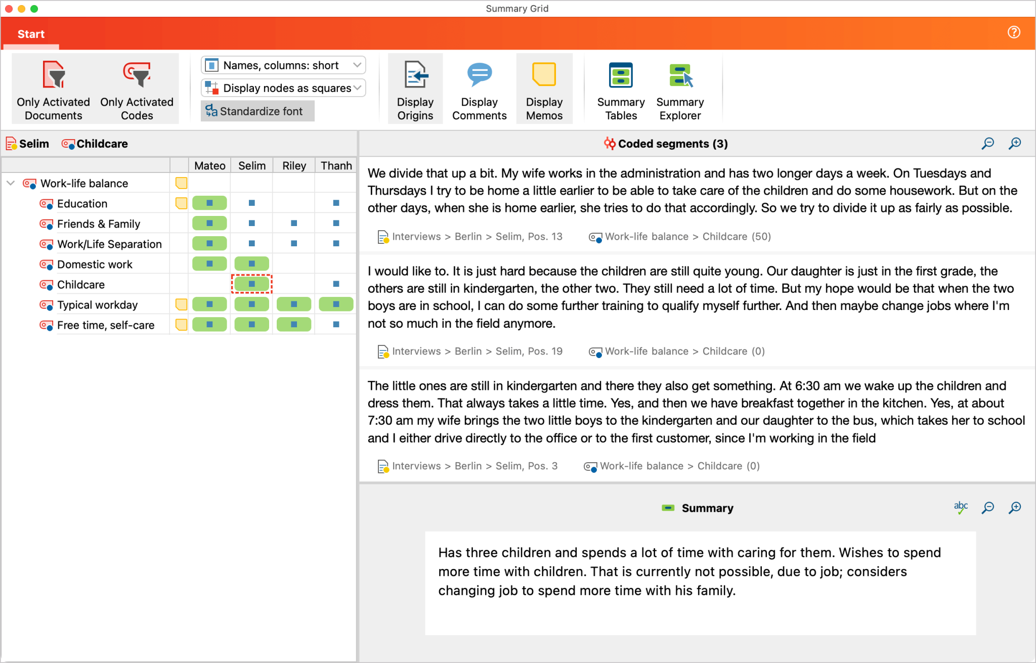 MAXQDA 2022 Online Manual Summary Grid Create and Edit Summaries MAXQDA