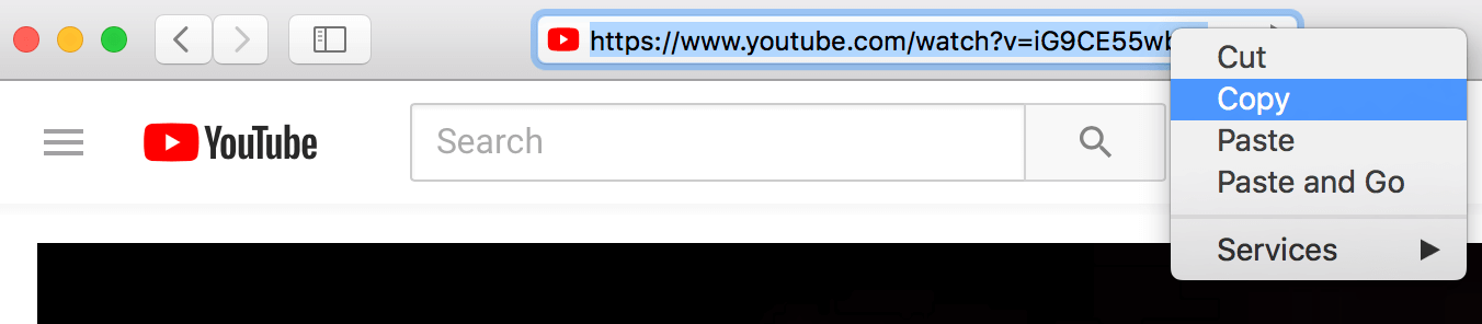 Copy the complete YoutTube Link