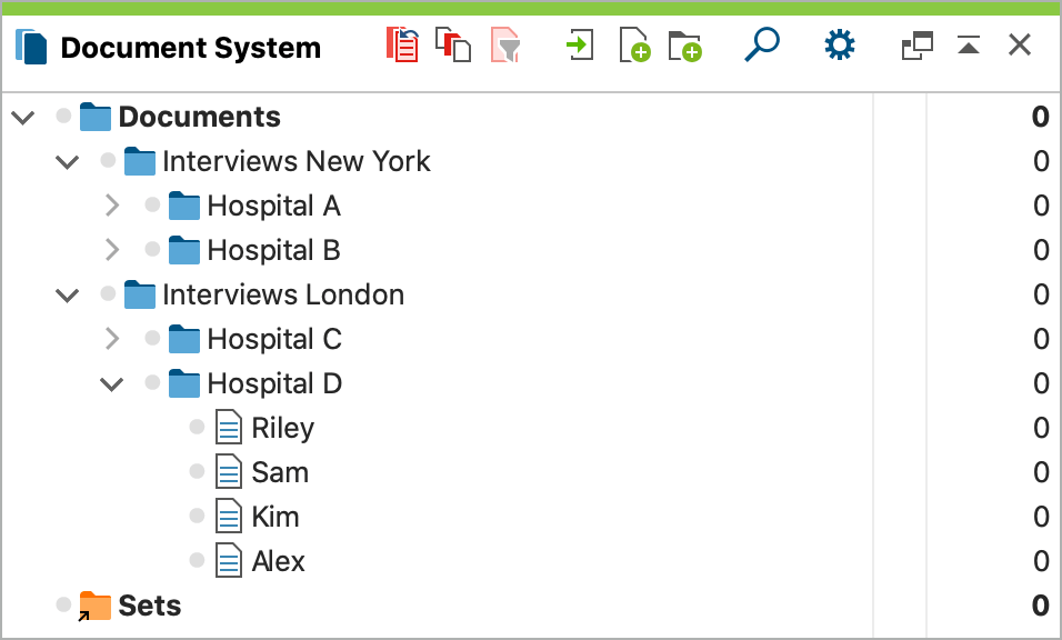 Display of documents in your Document System after import 