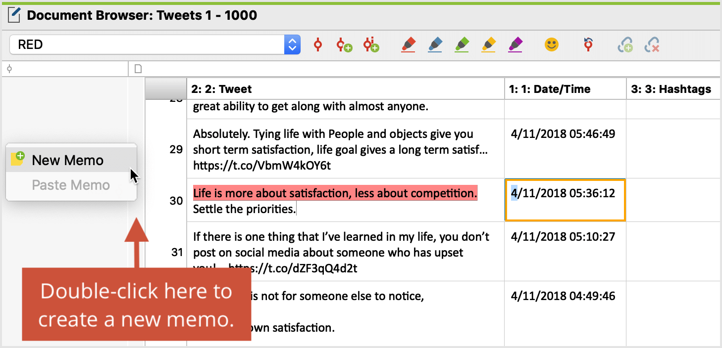 Adding memos to a table document Adding memos to a table document