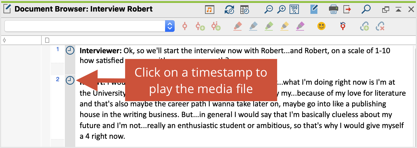 Timestamp display in MAXQDA Timestamp display in MAXQDA