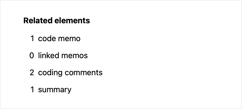 “Related elements” section “Related elements” section