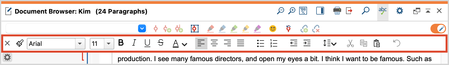 Formatting toolbar for text documents Formatting toolbar for text documents