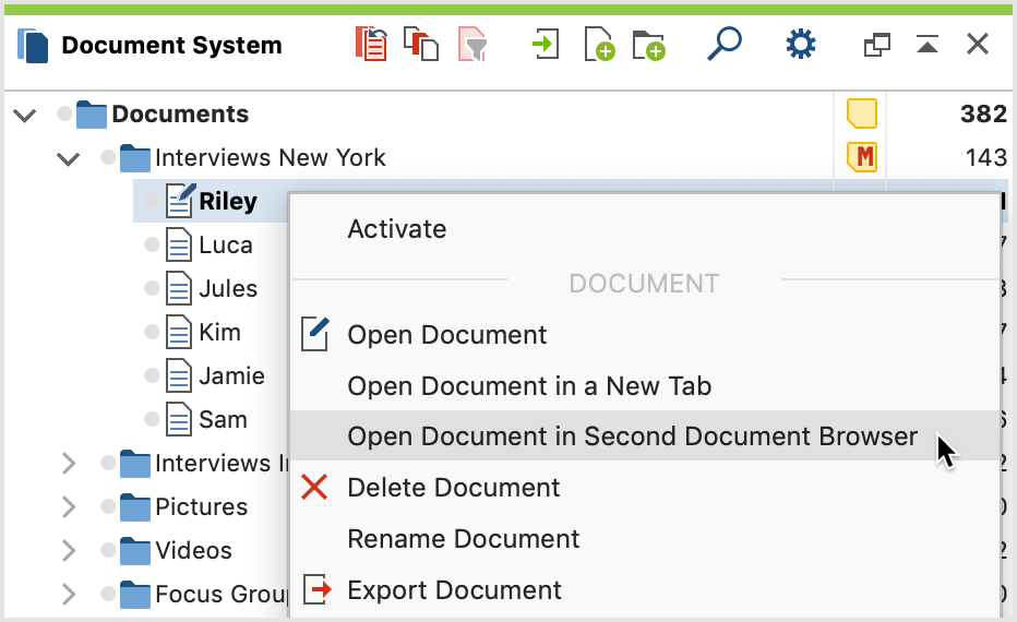 Open document in second Document Browser Open document in second Document Browser