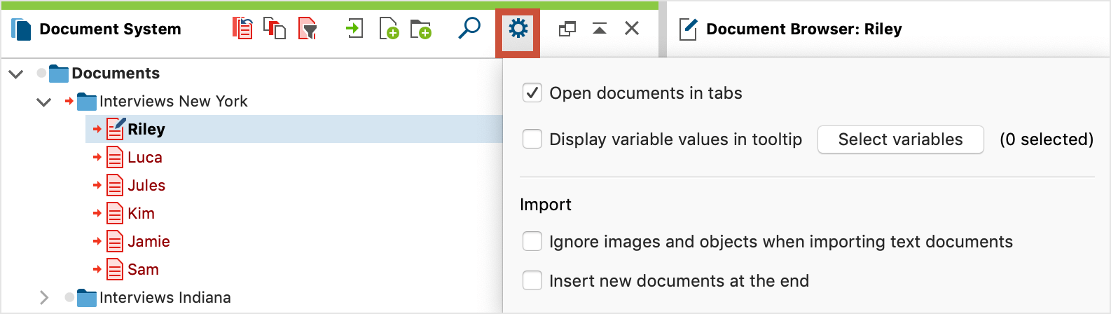 Open documents in tabs Open documents in tabs