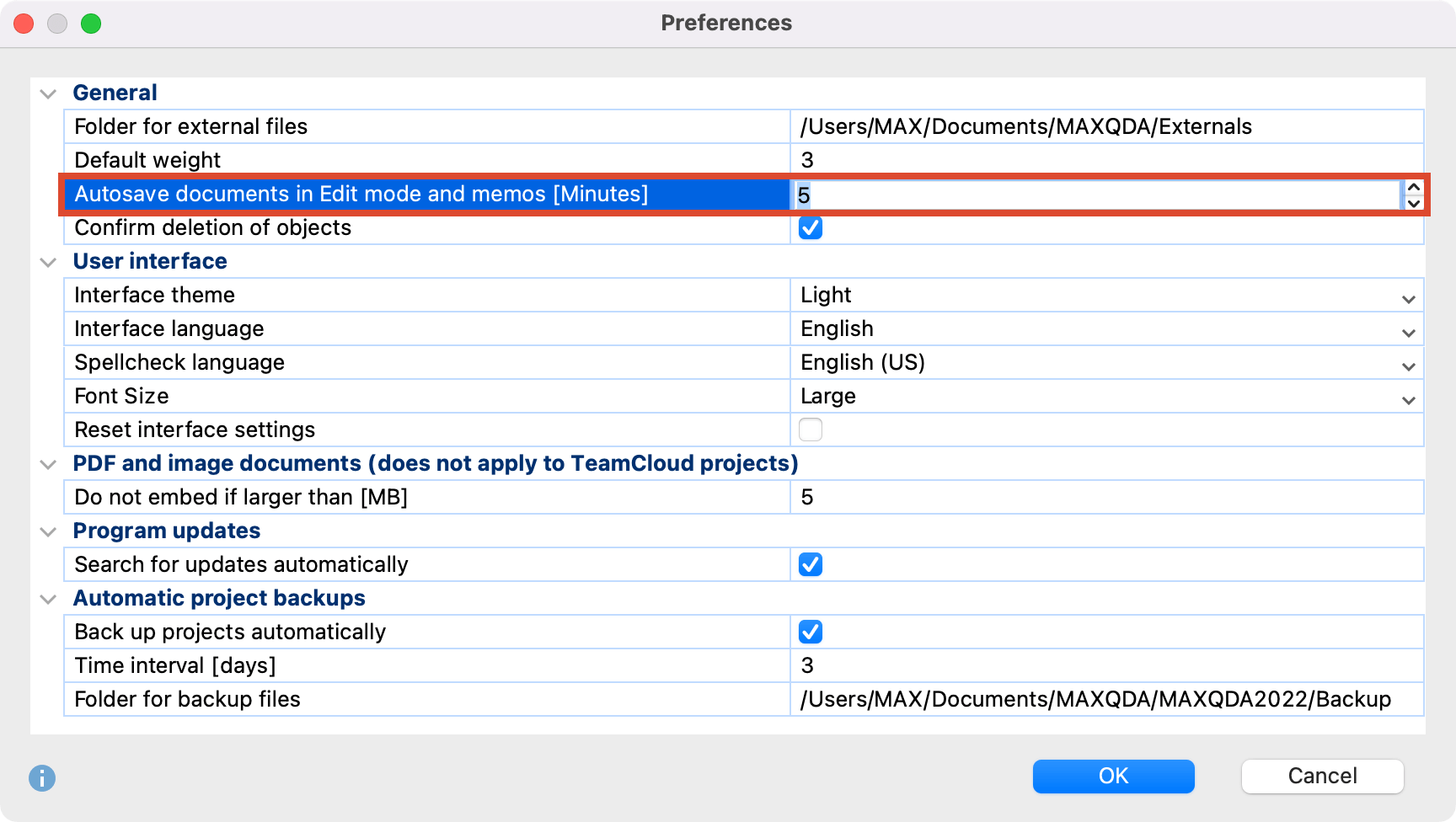Set the interval for autosave in Edit Mode Set the interval for autosave in Edit Mode