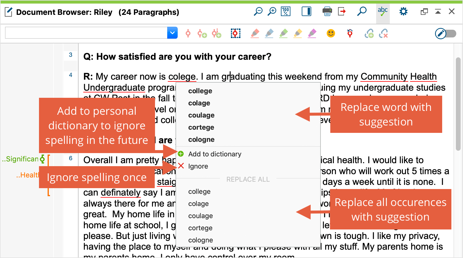 Spellcheck options Spellcheck options