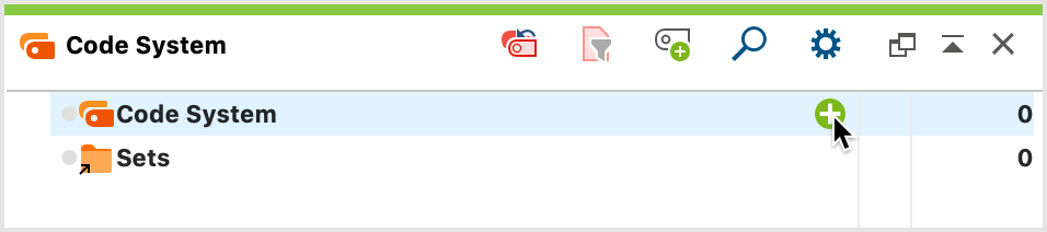 Creating a new code using the green plus sign Creating a new code using the green plus sign