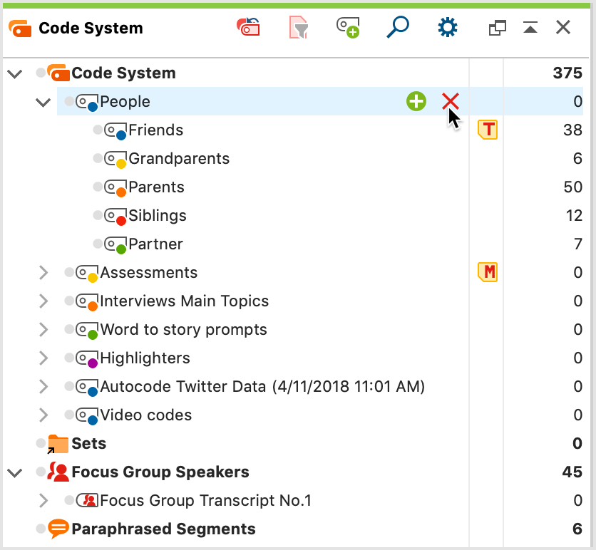 Delete code using the delete icon in the Code System Delete code using the delete icon in the Code System