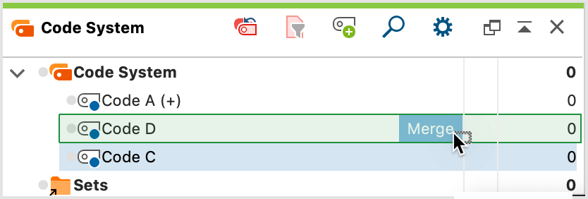 Merging codes using the mouse