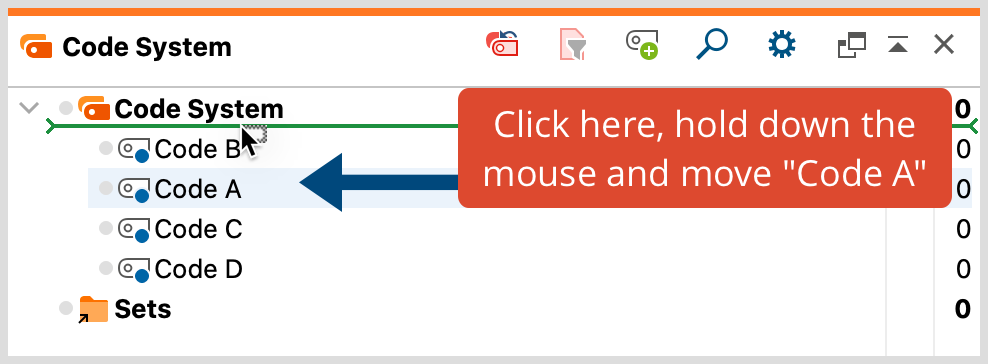 Moving codes with the mouse