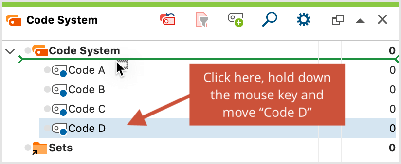 Moving codes with the mouse Moving codes with the mouse