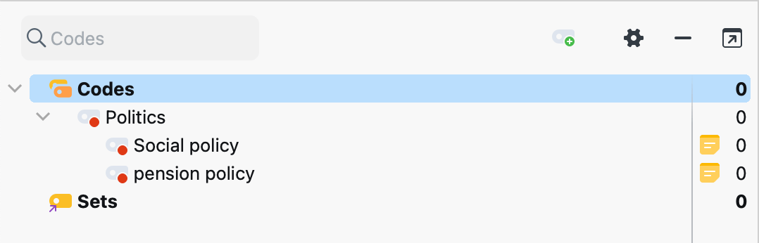 Newly added subcodes with memo symbol Newly added subcodes with memo symbol