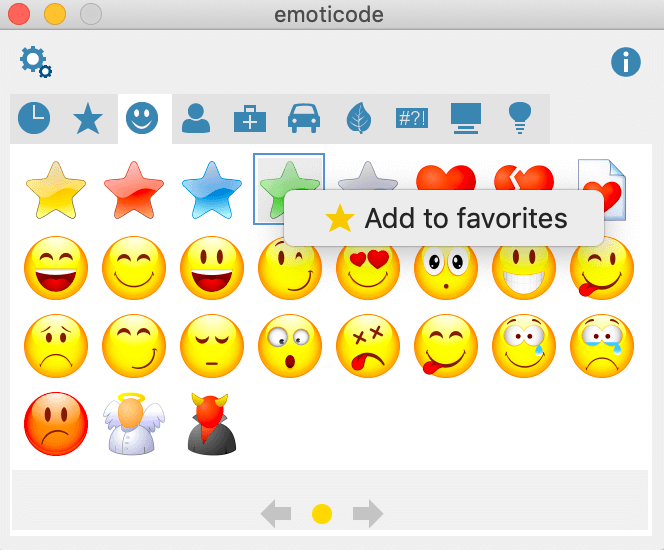 Add and remove symbols from favorites