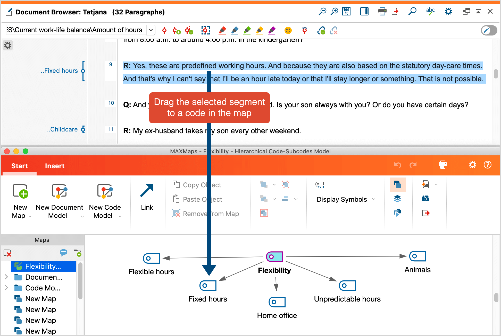 Coding with codes in a map Coding with codes in a map