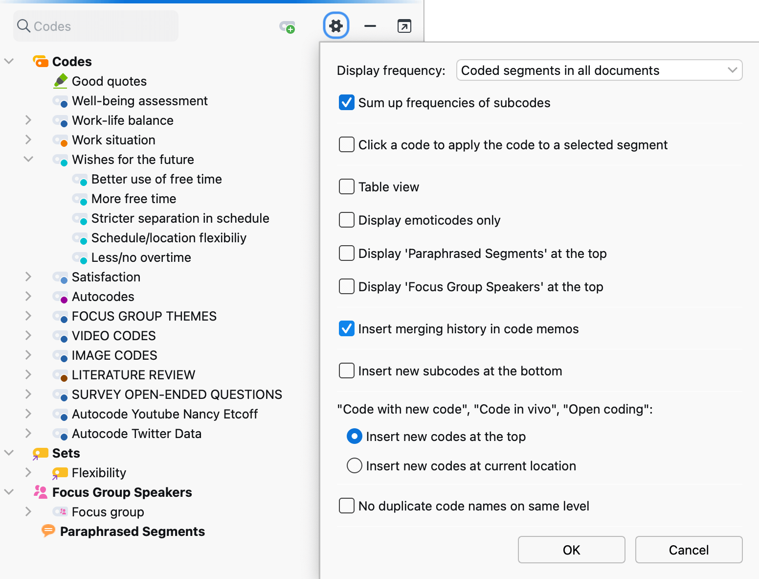 Code system preferences Code system preferences