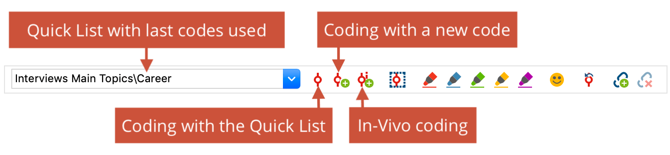 Coding toolbar in the Document Browser Coding toolbar in the Document Browser