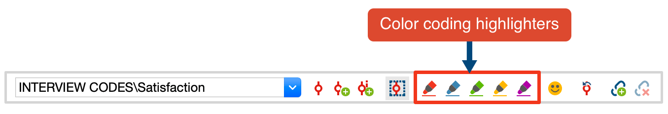 The “Document Browser“ code toolbar with five color options The “Document Browser“ code toolbar with five color options