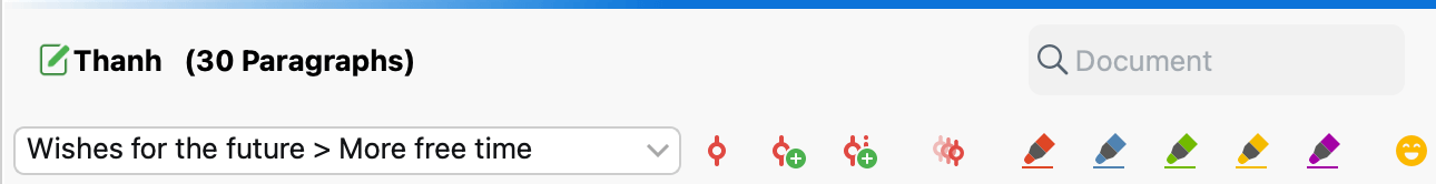 Coding toolbar in the “Document Browser“ window Coding toolbar in the “Document Browser“ window