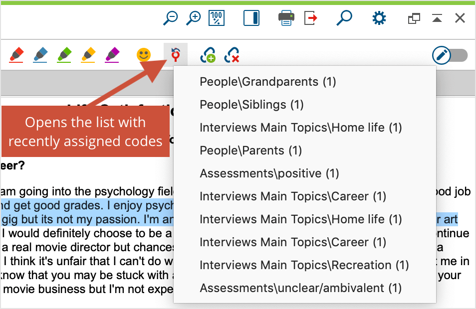 Undo function in the “Code” toolbar Undo function in the “Code” toolbar