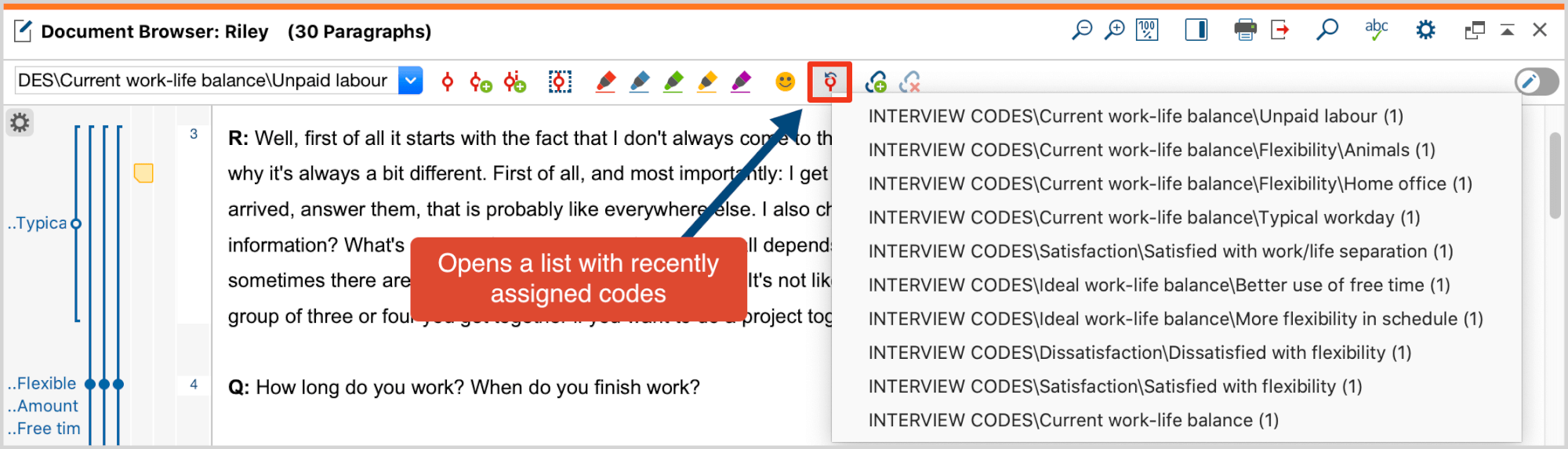 Undo Coding function in the code toolbar