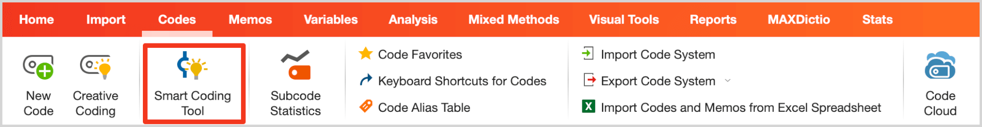 Start Smart Coding Tool in the menu tab “Codes“