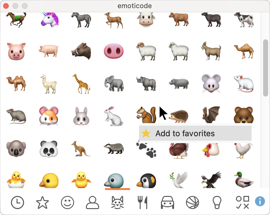 Add and remove symbols from favorites