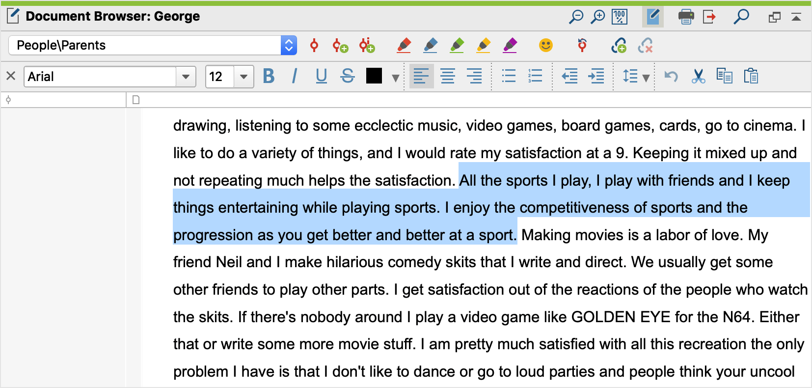 A highlighted segment of text A highlighted segment of text