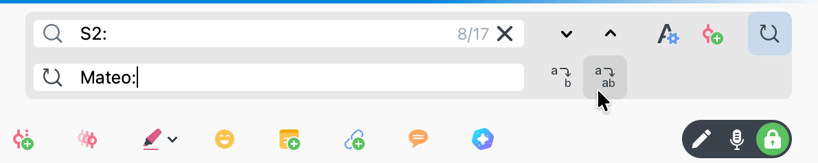 Find and Replace dialog with replacement label entered