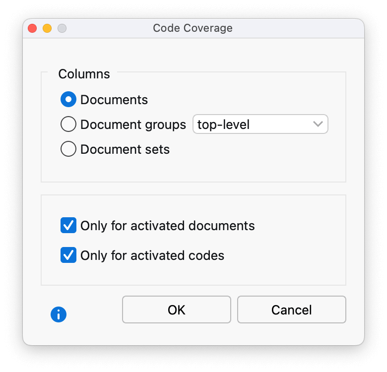 Selecting whether to compare documents, document groups or document sets Selecting whether to compare documents, document groups or document sets