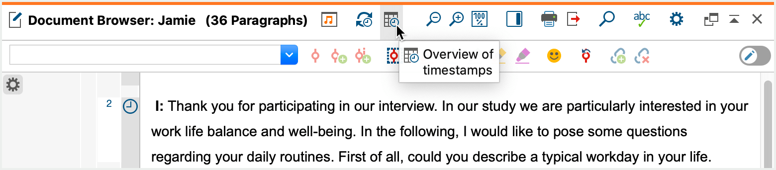 Open the “Overview of Timestamps” Open the “Overview of Timestamps”