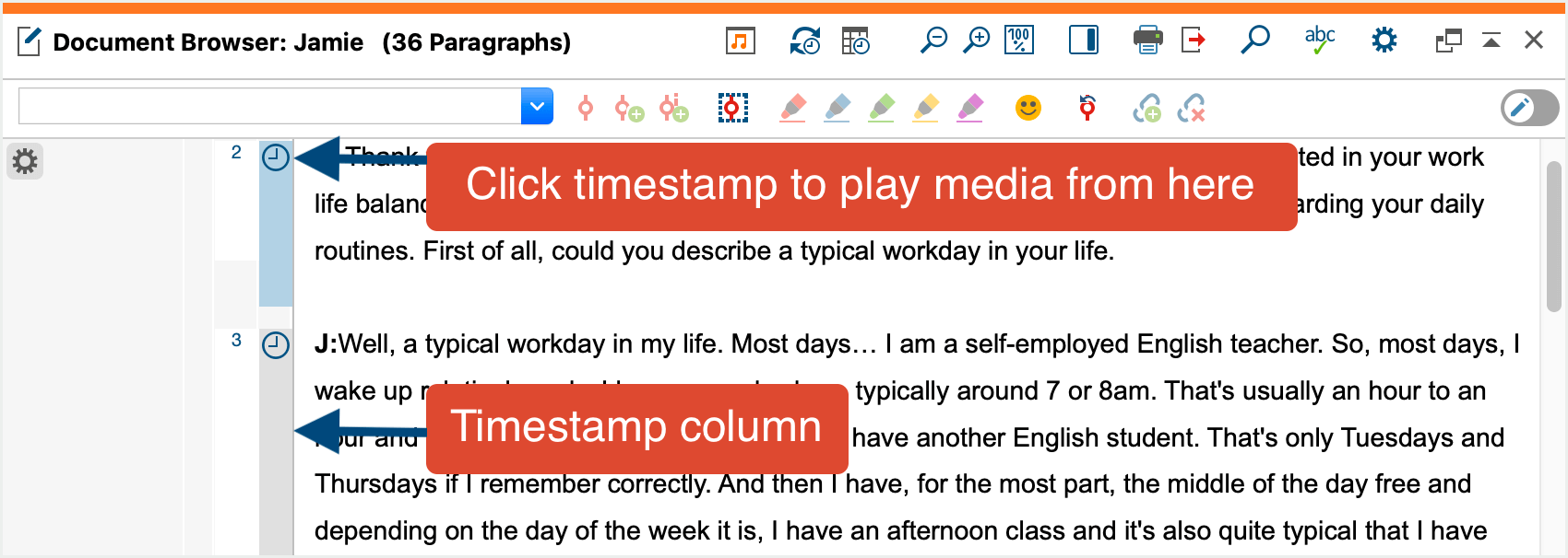 Timestamps in the “Document Browser”