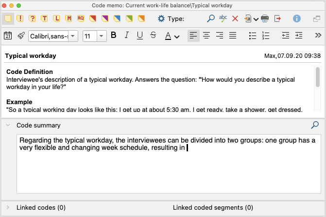 Write code summary in a code memo Write code summary in a code memo