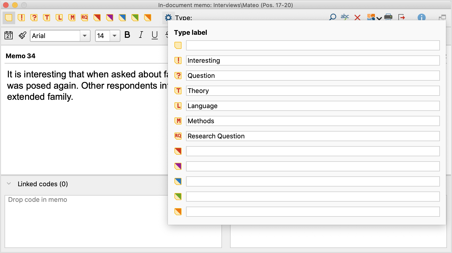 Define memo labels by clicking on the cogwheel symbol in the memo window Define memo labels by clicking on the cogwheel symbol in the memo window